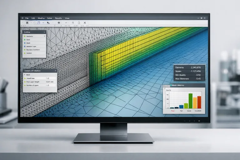 Dar kanalda inflation katmanlarıyla sınır tabaka oluşturulmuş ve kalite metrikleri yeşil ağırlıklı görünen hücreler