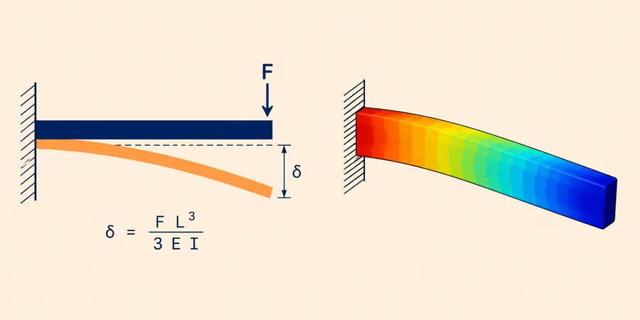 Konsol kiriş analitik formül ile ANSYS sonucu yan yana karşılaştırma şeması