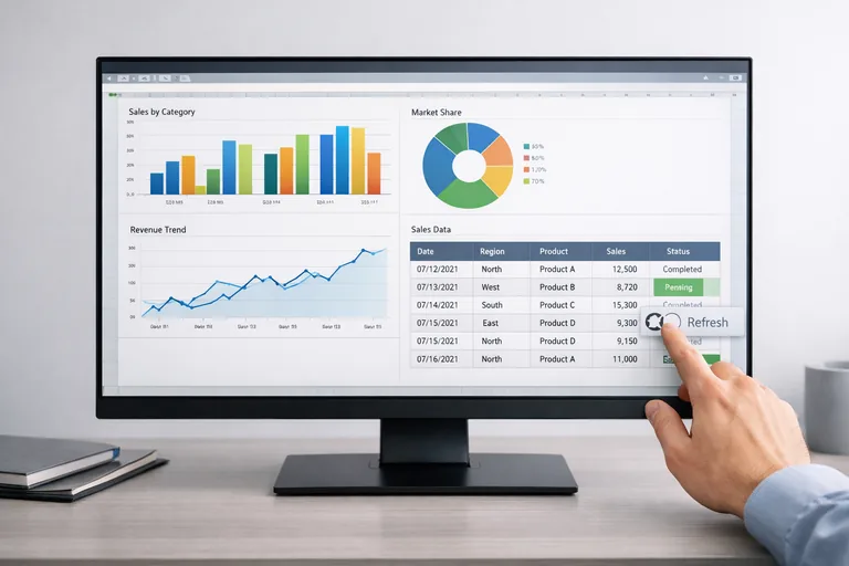 Yenileme düğmesi ve adım listesini izleyerek rapora hazır tablo üretmeyi anlatan çalışma ekranı