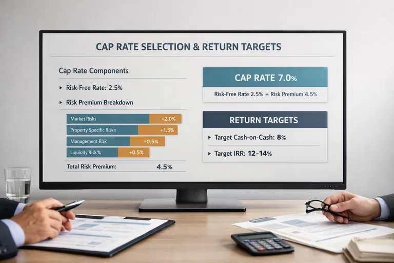 Yatırım komitesi sunumunda kapitalizasyon oranı, risk primi ve getiri hedefi satırlarıyla karar tablosu