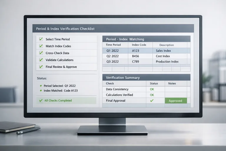 Hakediş satırları, endeks değerleri ve kontrol adımlarını gösteren tablo düzeni ve akış