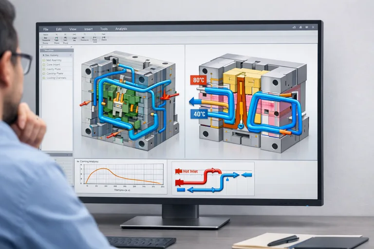 Bilgisayar destekli tasarım yazılımında kalıp parçalarının kesit analizi ve soğutma kanallarının modellenmesi