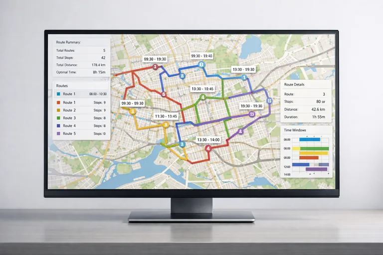 Vehicle Routing Problem analizinde çoklu araç dağıtım planı ve zaman pencereleriyle optimize edilmiş güzergahlar