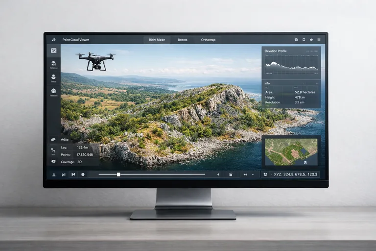 Drone ile yapılan arazi taramasından elde edilen yoğun nokta verisinin üç boyutlu topoğrafik haritaya dönüşmesi