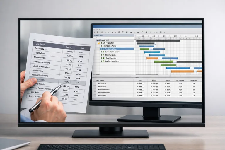 Excel tablosunda hakediş kalem kodu, metraj ve gerçekleşen miktarın Primavera aktivite kodlarıyla hizalanması