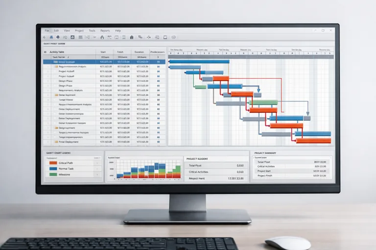 Karmaşık proje aktivitelerinin bağımlılık ilişkilerini ve kritik yol analizini gösteren planlama diyagramı