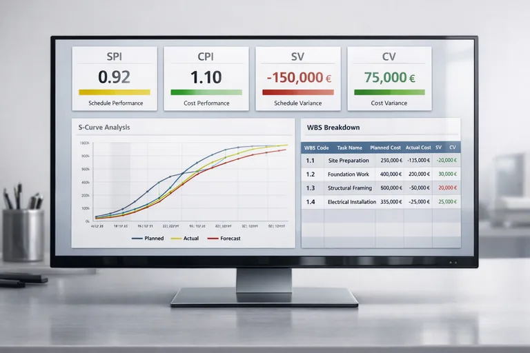 WBS ve activity code kırılımında KPI kartları ve SPI CPI trendlerinin tek dashboard üzerinde izlenmesi