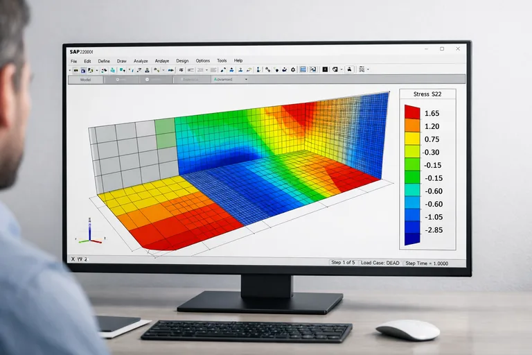 Resim: SAP2000’de Kabuk Eleman ve Mesh Yoğunluğu Yönetmek