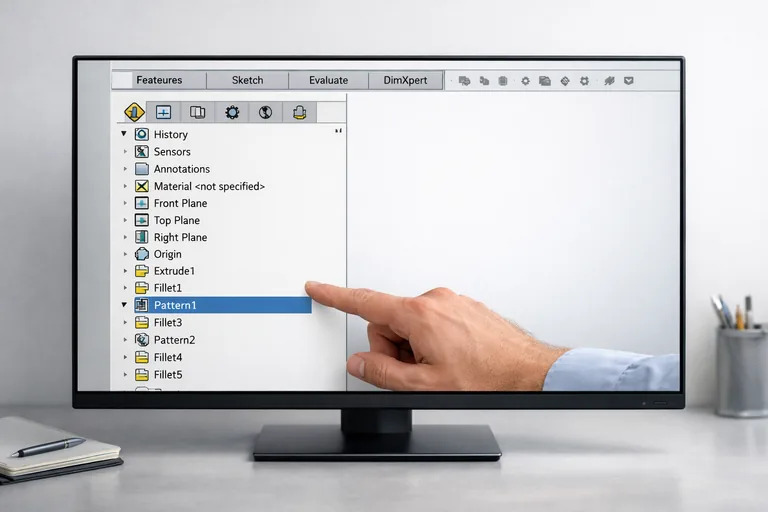 Özellik ağacında fillet ve pattern sıralamasının revizyon dayanıklılığı için düzenlenmiş olması