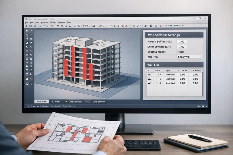 Resim: STA4CAD’de Perde Duvar Rijitlik Varsayımlarını Yönetmek