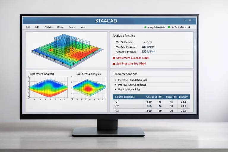 Temel raporunda zemin zonları, basınç limitleri ve oturma limitlerinin işaretlenerek karar notlarının yazıldığı mühendislik çalışma masası