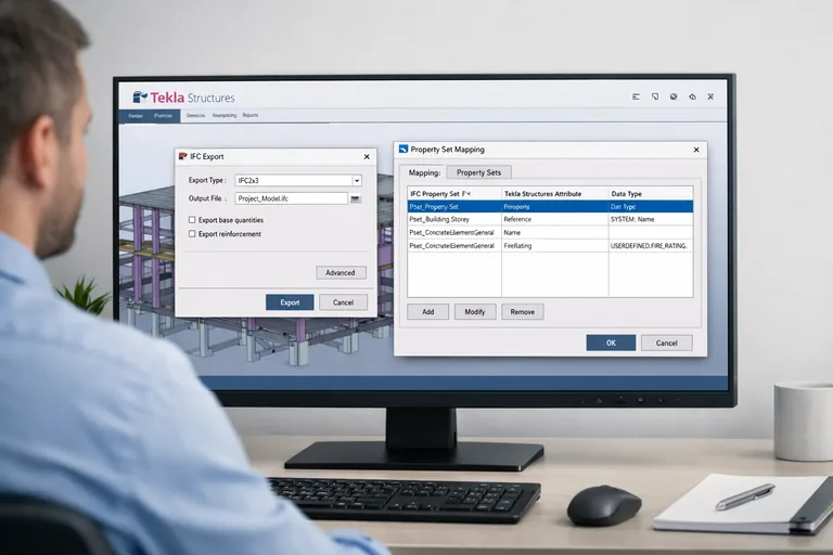 Resim: Tekla Structures’da IFC Property Mapping Yönetmek