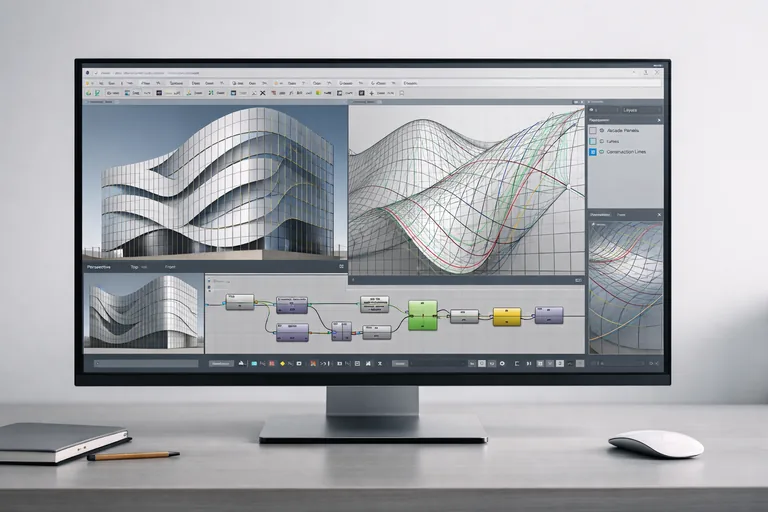 Serbest form mimari cephe tasarımında parametrik yüzey panellerinin dijital model üzerinde hizalanması